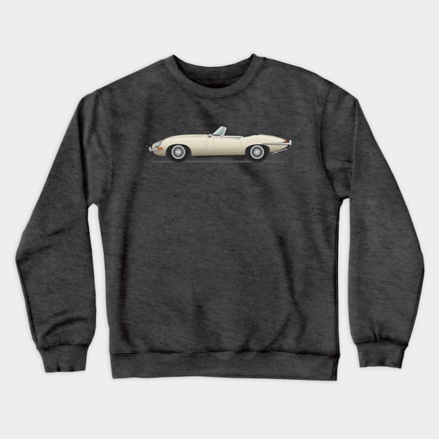 Jaguar E Type Roadster Old English White Crewneck Sweatshirt by SteveHClark